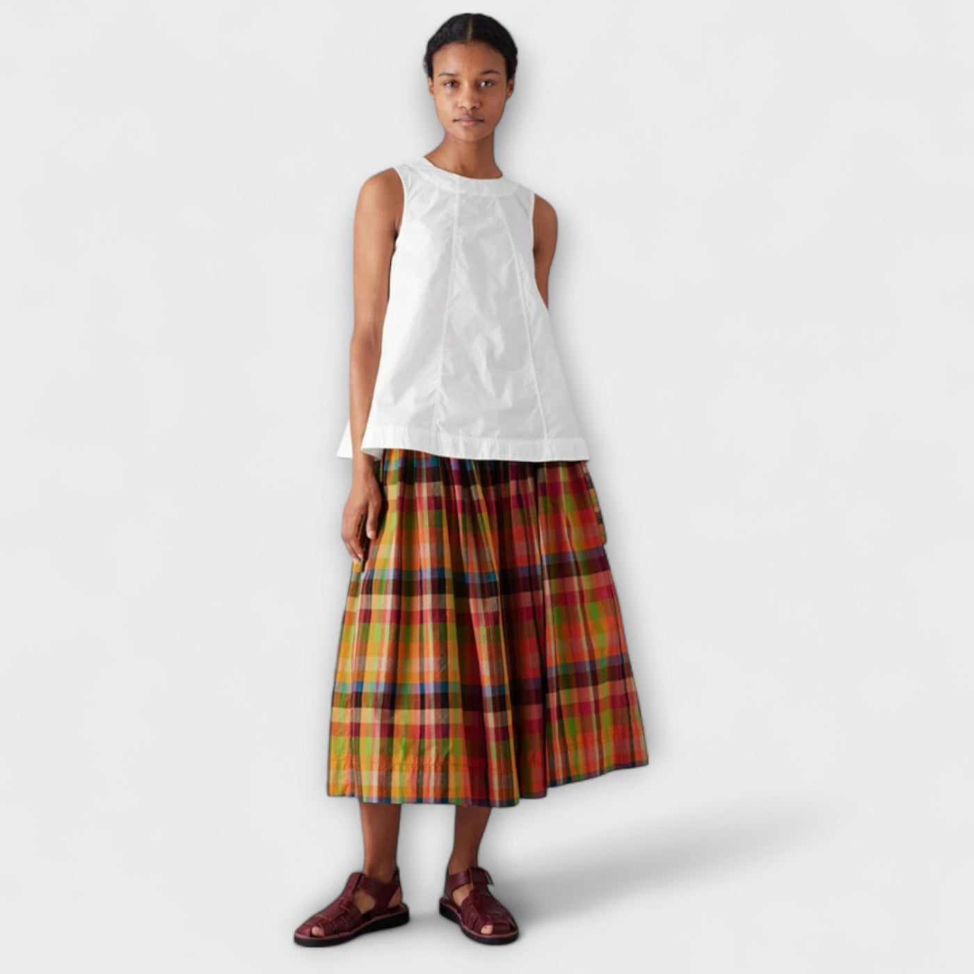 Emilia - Striped Pleated Skirt in Vibrant Multicolor