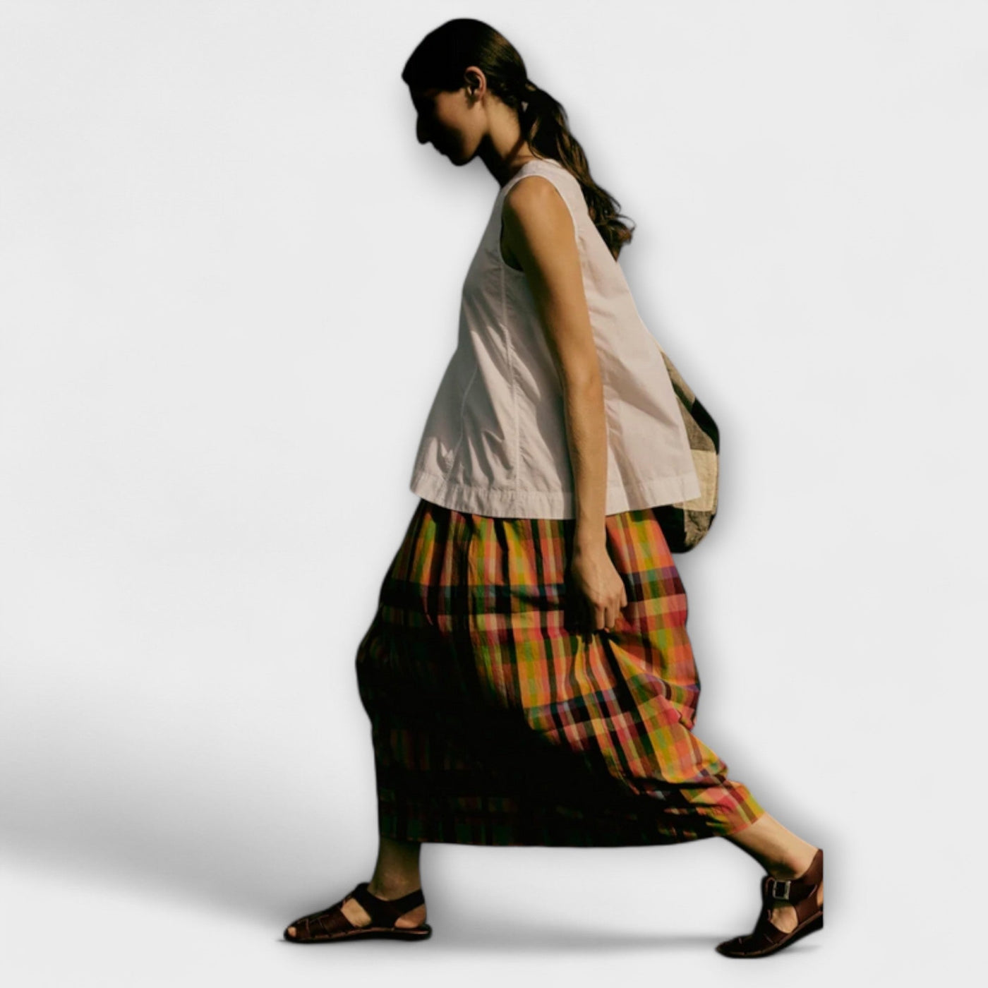 Emilia - Striped Pleated Skirt in Vibrant Multicolor