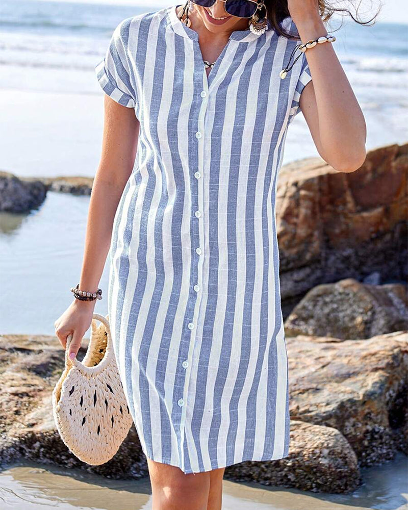 Berlisa - Elegant Striped Shirt Dress