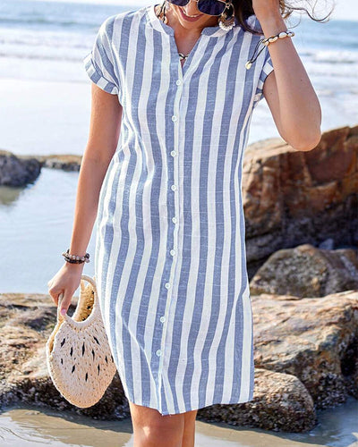 Berlisa - Elegant Striped Shirt Dress