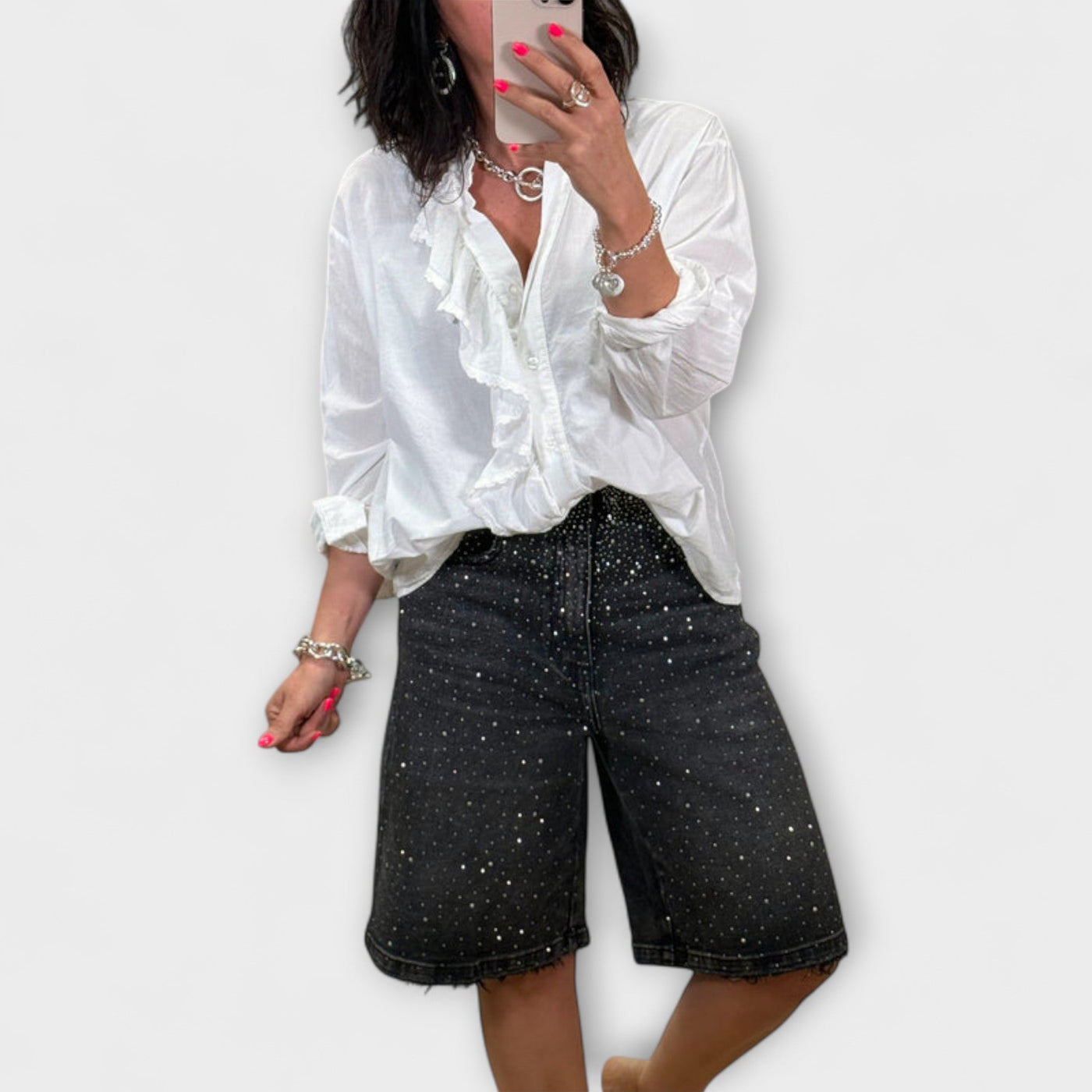 Amaris Rhinestone-Embellished Bermuda Shorts