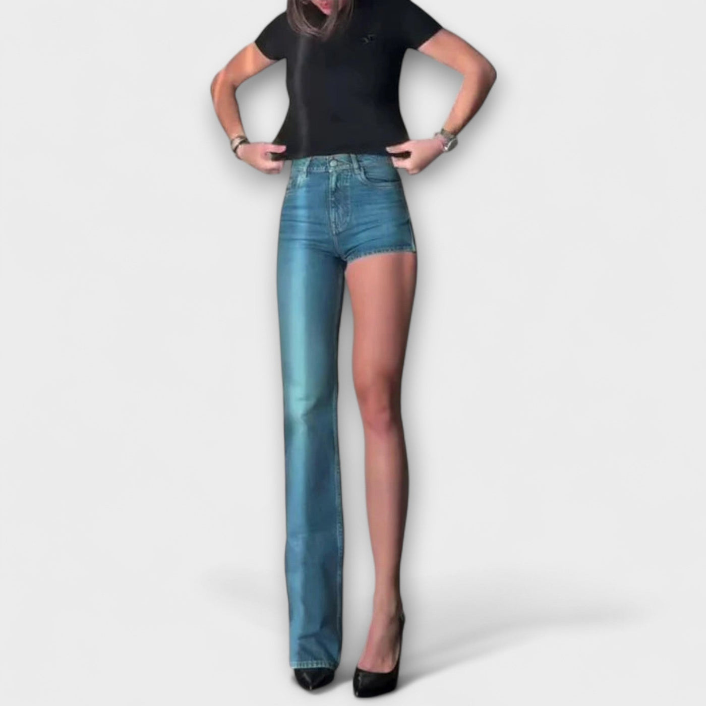 Astra - Chic Asymmetrical Denim Shorts with Single Shoulder Strap