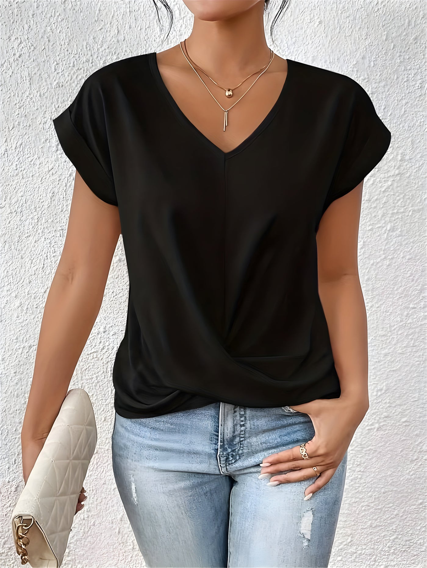 Isla – Soft Twist-Front V-Neck Top (Buy 1, Get 2)
