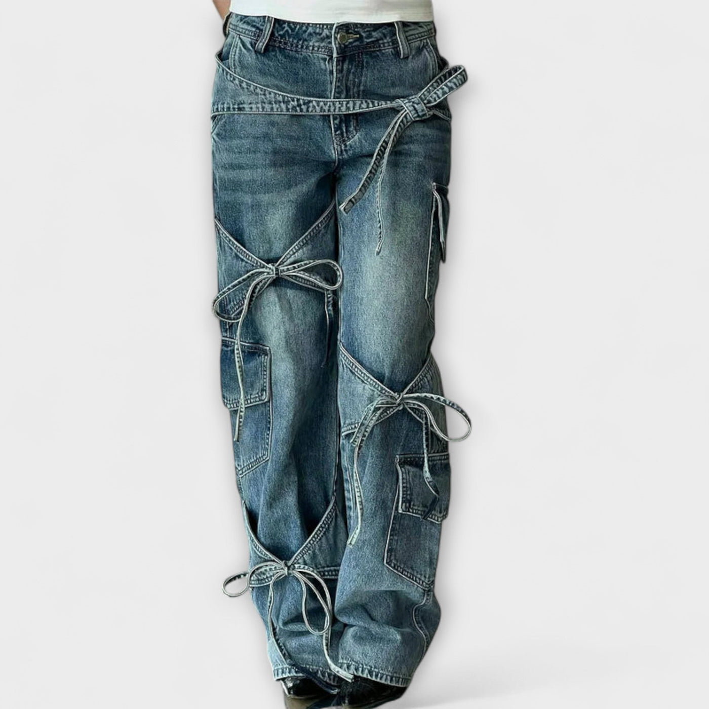 Paloma - Denim Utility Jeans Featuring Button Accents