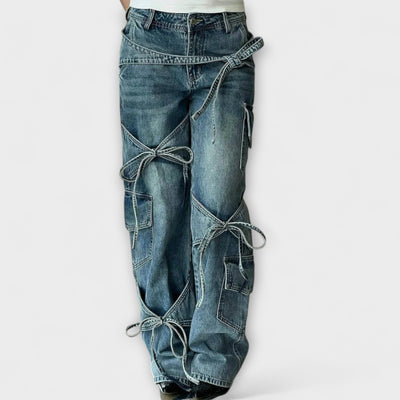 Paloma - Denim Utility Jeans Featuring Button Accents
