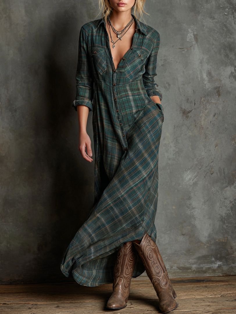 Striped Maxi Dress with Lapel Detail