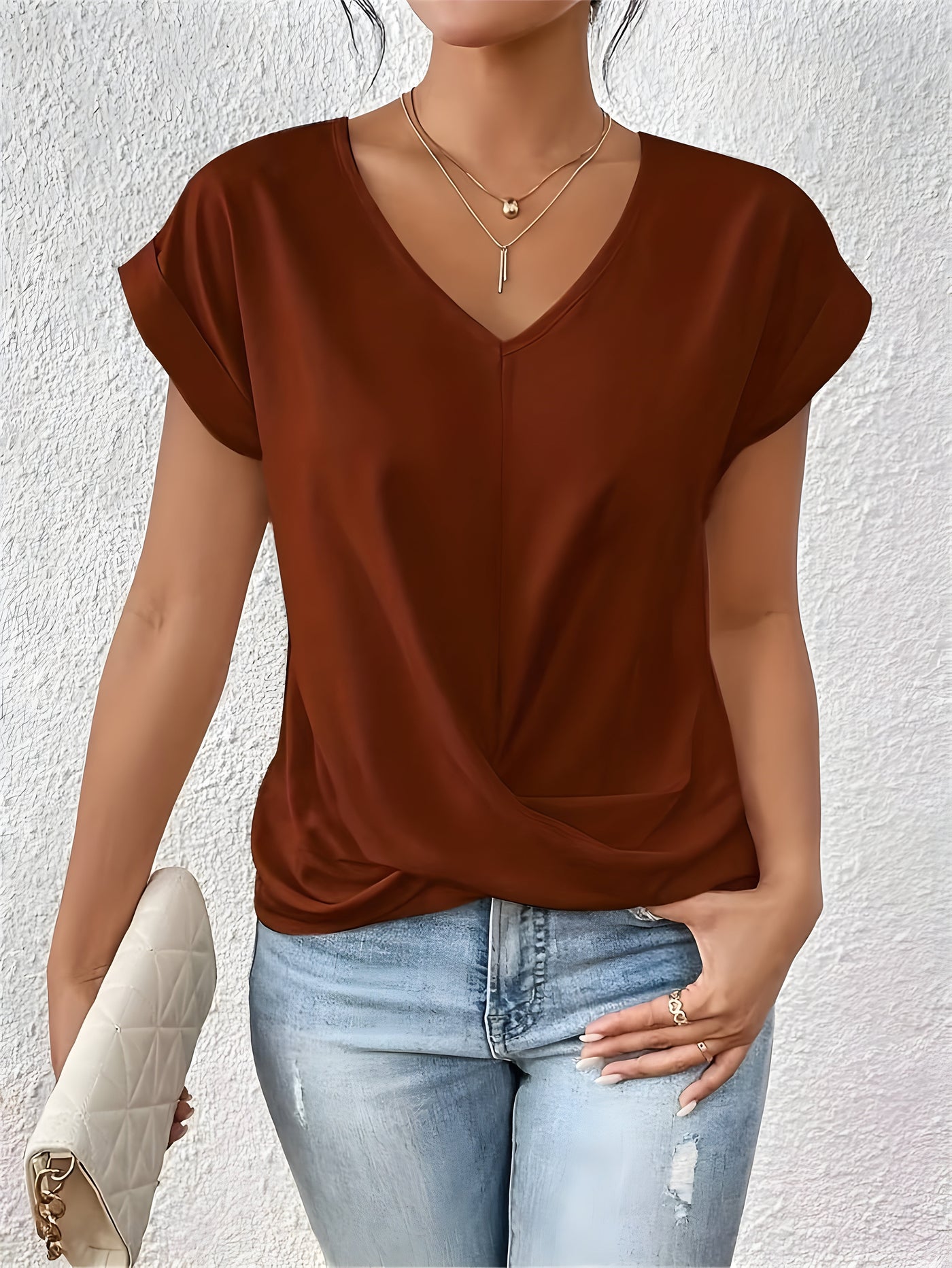 Isla – Soft Twist-Front V-Neck Top (Buy 1, Get 2)