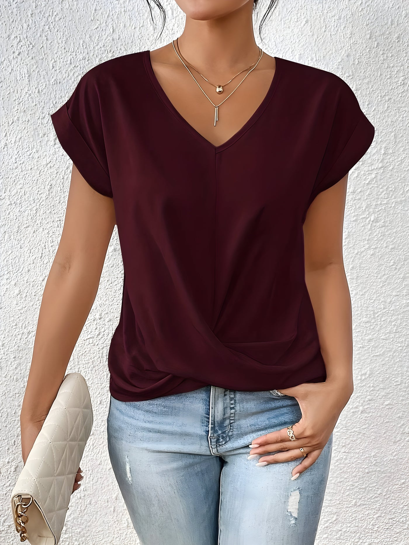 Isla – Soft Twist-Front V-Neck Top (Buy 1, Get 2)