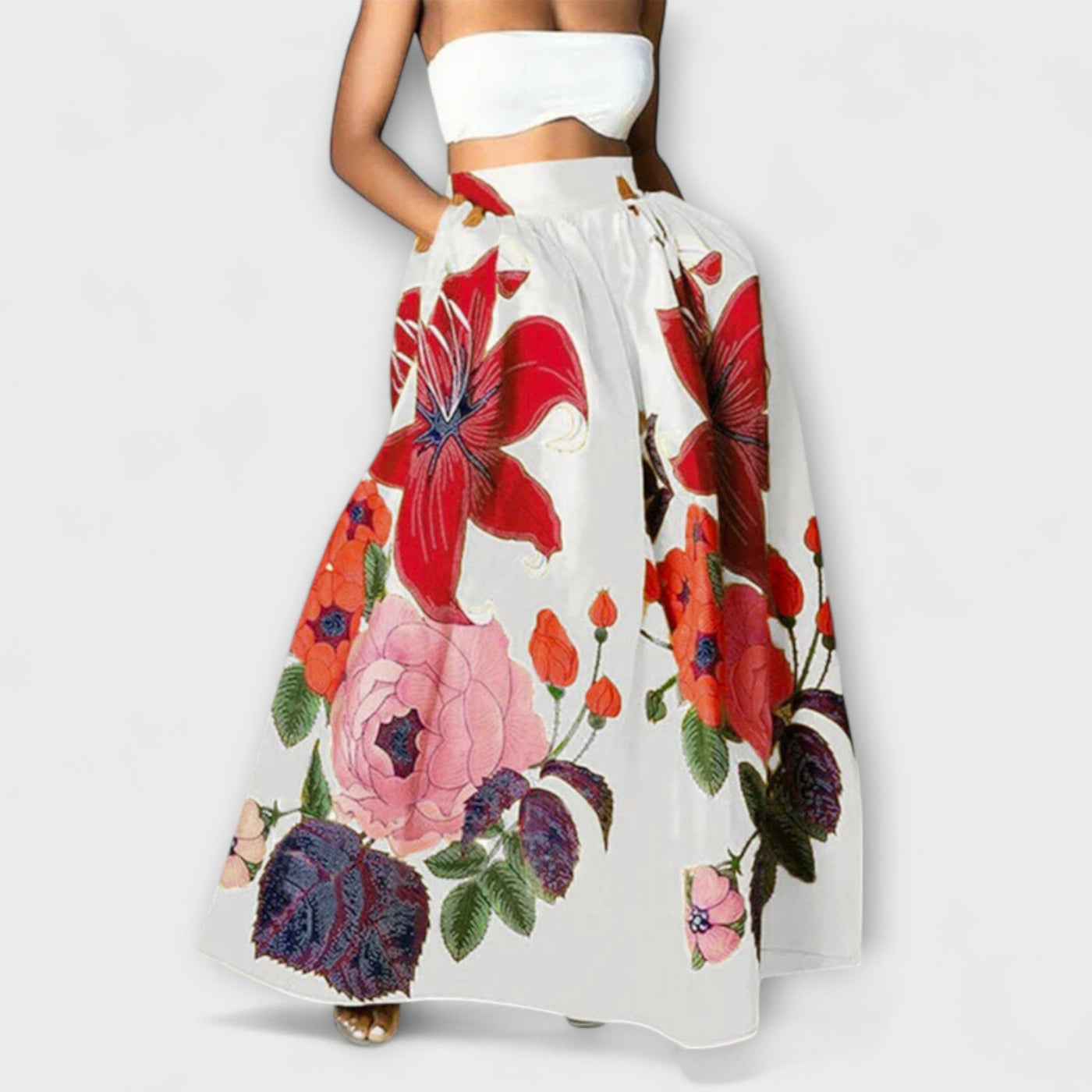 Ysolda - Chic High-Waisted Floral Skirt