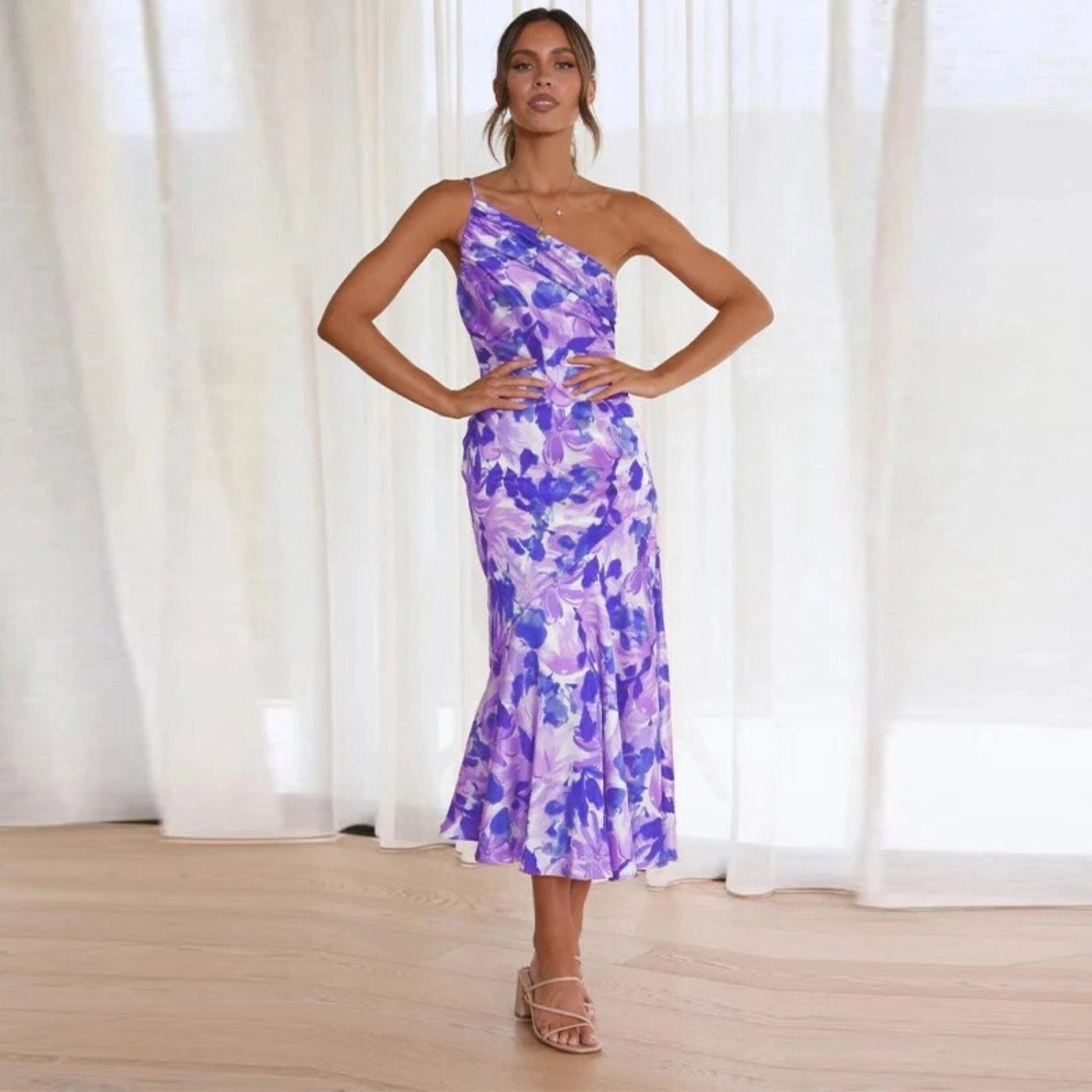 Cynthia - Floral Satin Dress