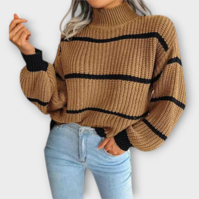 Chavala - Striped Turtle Neck Sweater