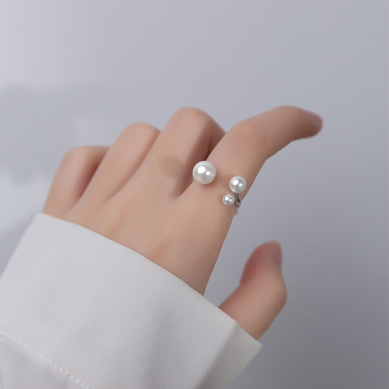Adjustable Triple Freshwater Pearl Statement Ring