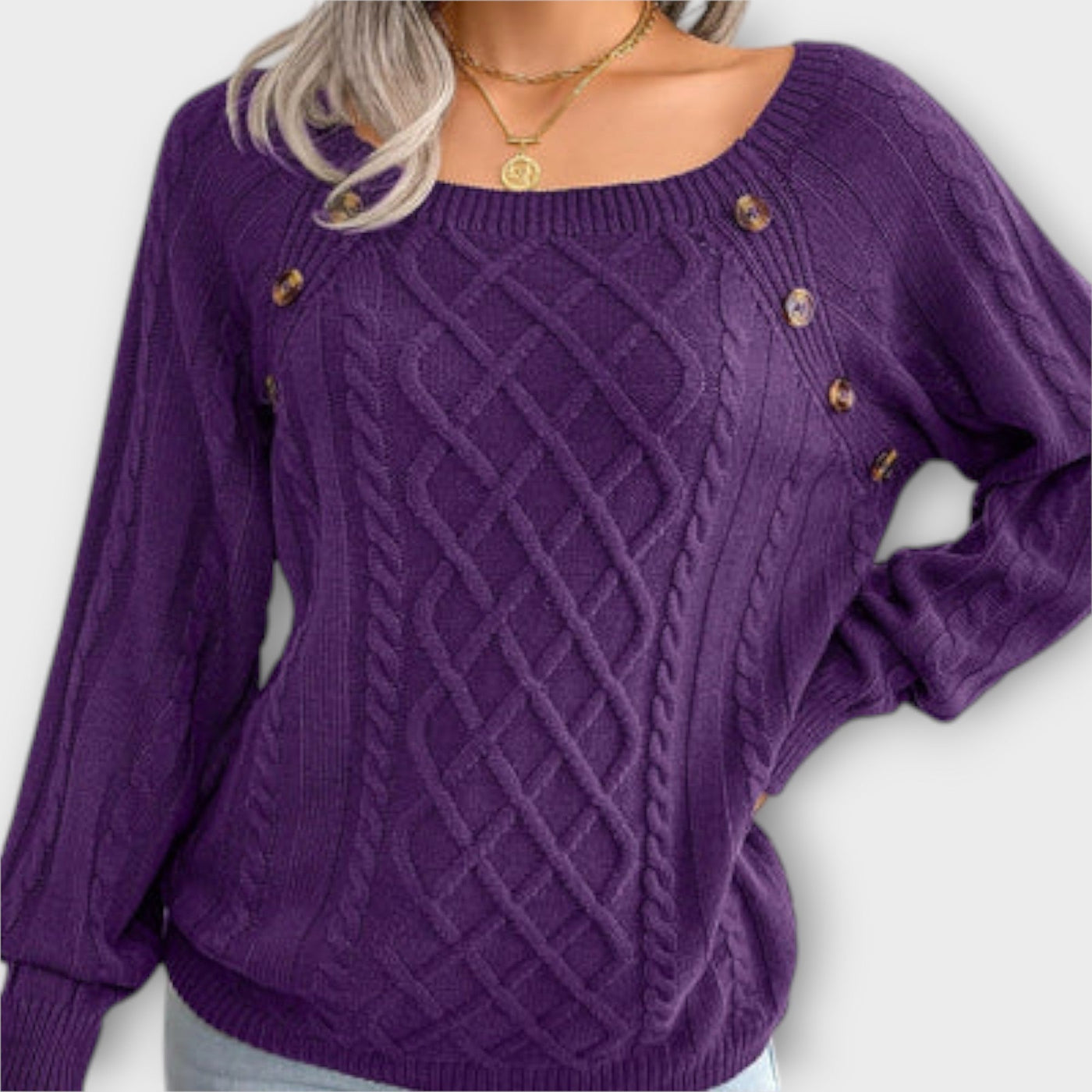 Malia - Button-Detail Knitted Sweater