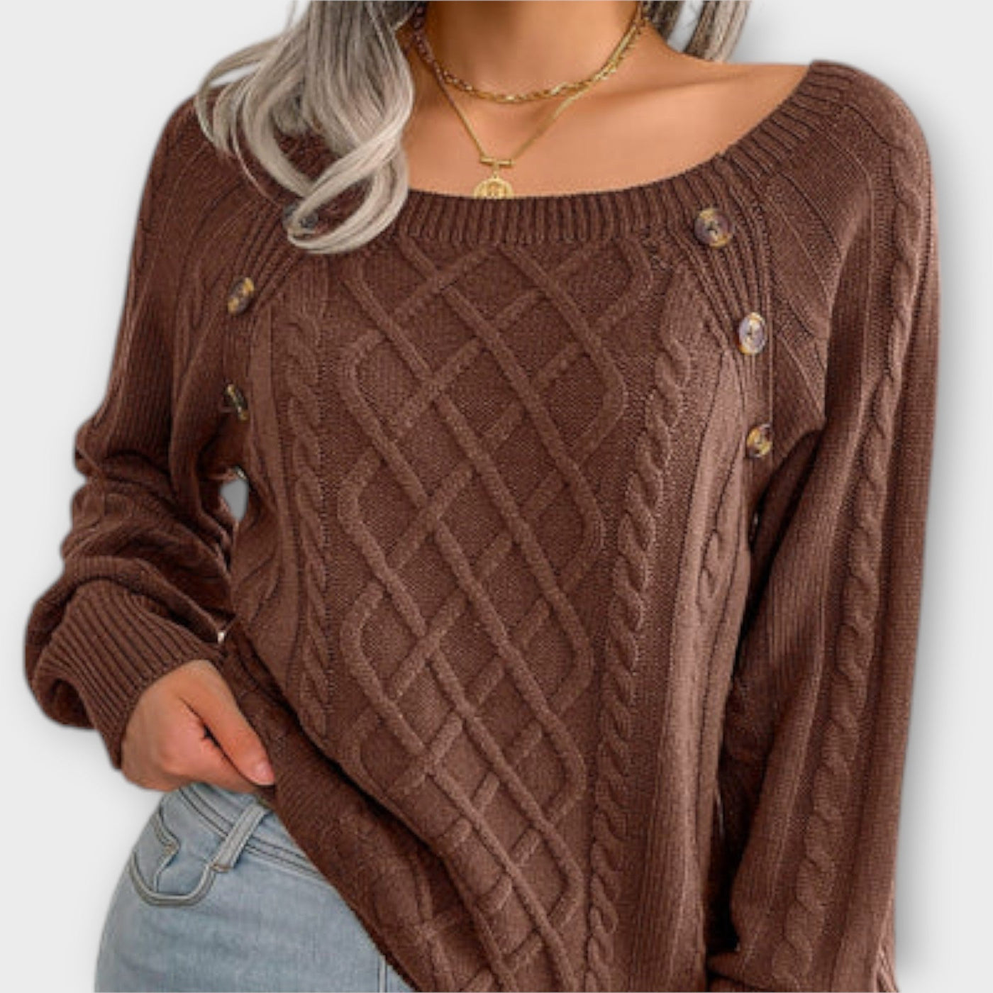 Malia - Button-Detail Knitted Sweater