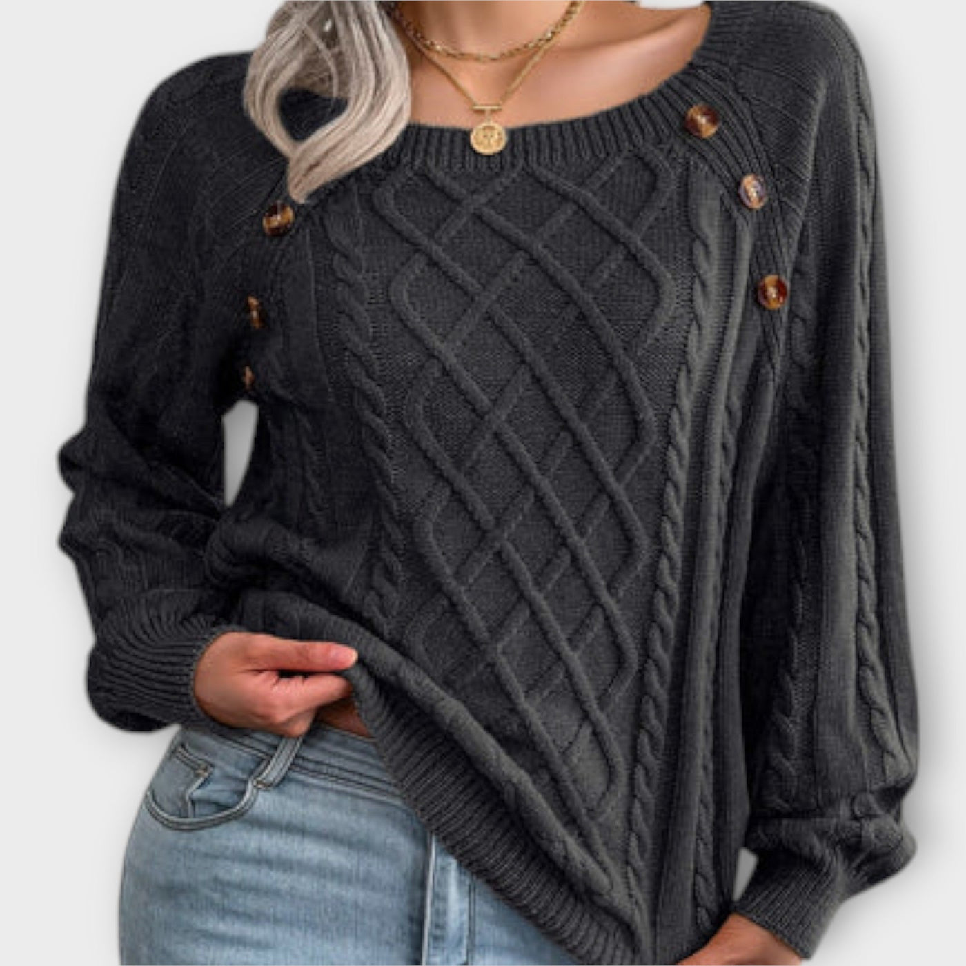 Malia - Button-Detail Knitted Sweater
