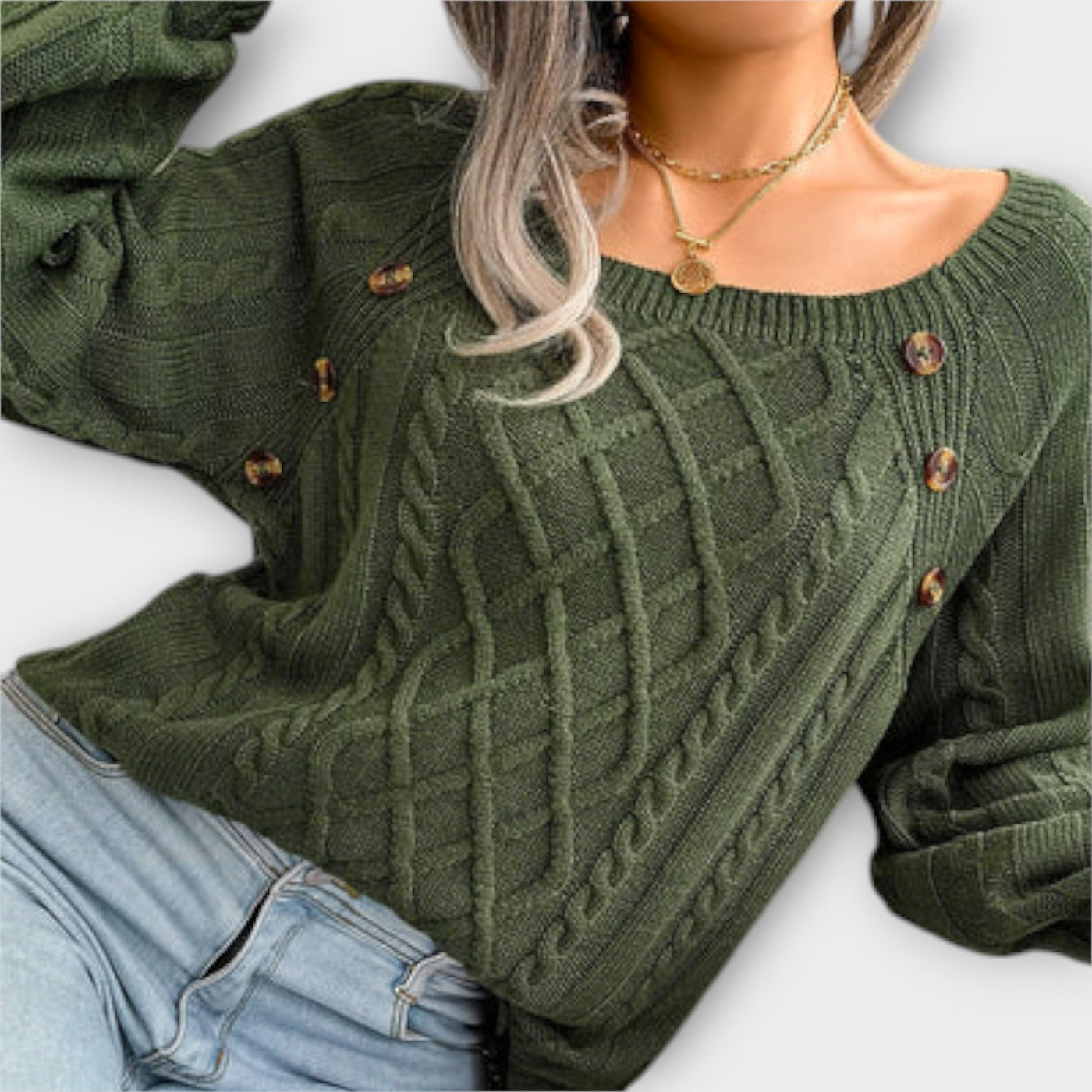 Malia - Button-Detail Knitted Sweater