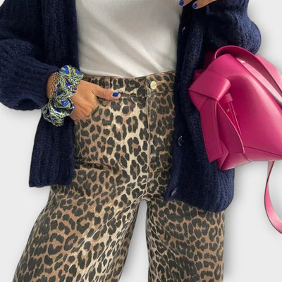 Chandra - Retro Leopard Print Jeans