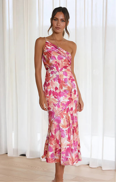 Cynthia - Floral Satin Dress