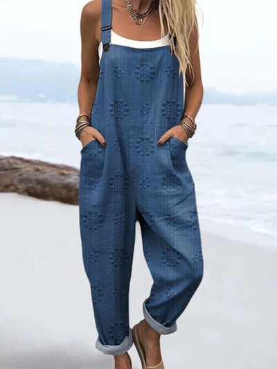 Petra | Floral Dungarees with Polka Dots