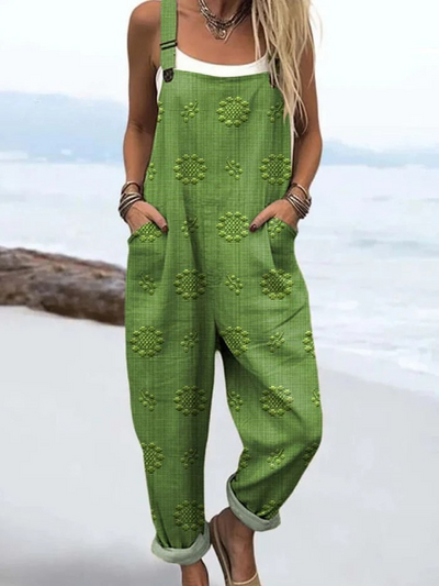 Petra | Floral Dungarees with Polka Dots