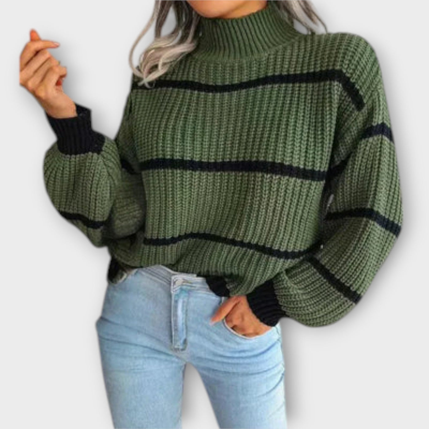 Chavala - Striped Turtle Neck Sweater