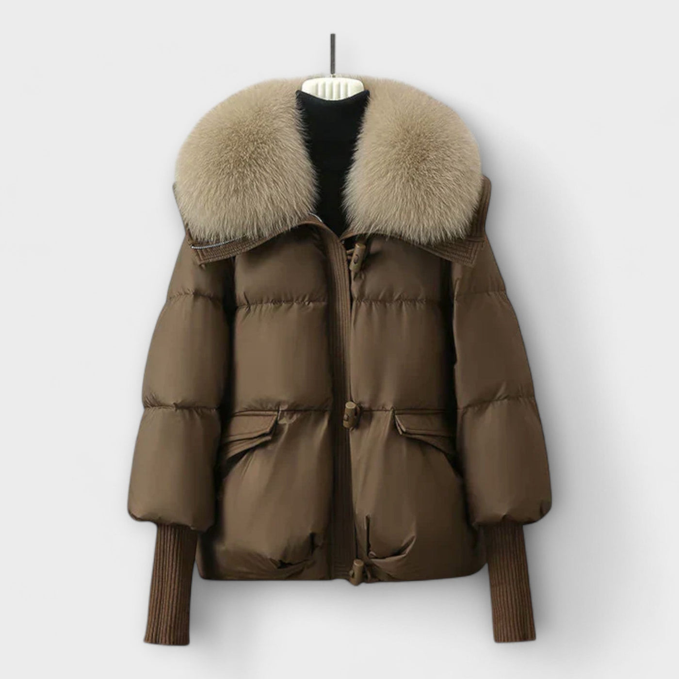 Lucyna - Chic Fur-Trimmed Elegant Coat
