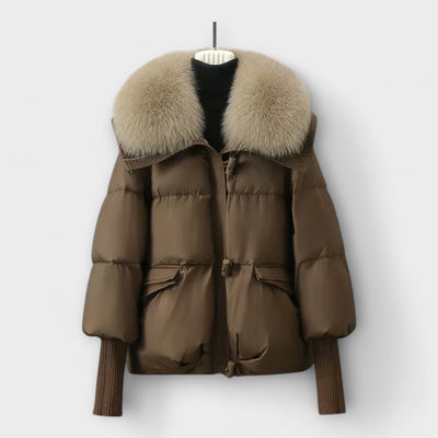 Lucyna - Chic Fur-Trimmed Elegant Coat