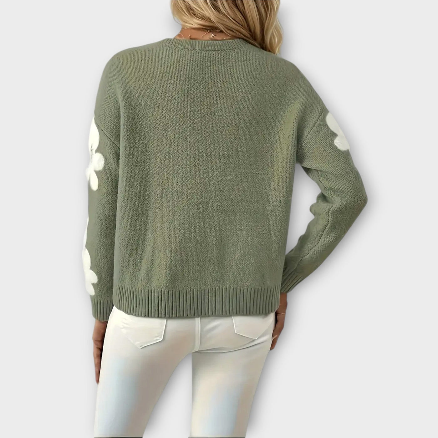 Silke - Cozy Floral Patterned Knit Sweater