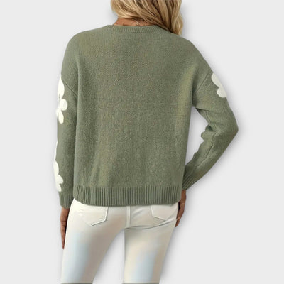 Silke - Cozy Floral Patterned Knit Sweater