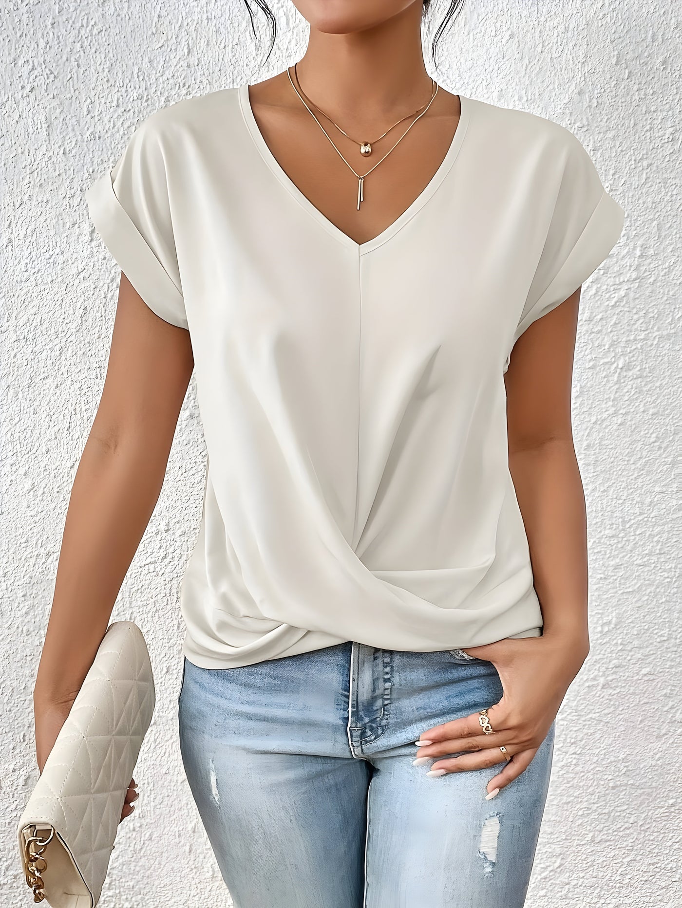 Isla – Soft Twist-Front V-Neck Top (Buy 1, Get 2)