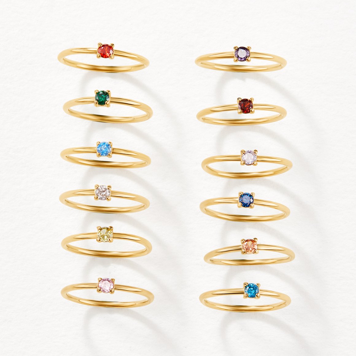 Gold Rings Featuring Birthstones