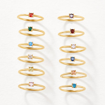 Gold Rings Featuring Birthstones