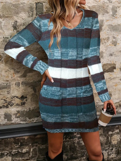 Begum - Casual Long Sleeve Sweater Dress With Knitted