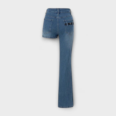 Astra - Chic Asymmetrical Denim Shorts with Single Shoulder Strap