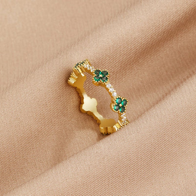 Four-Leaf Clover Crystal Ring of Luck