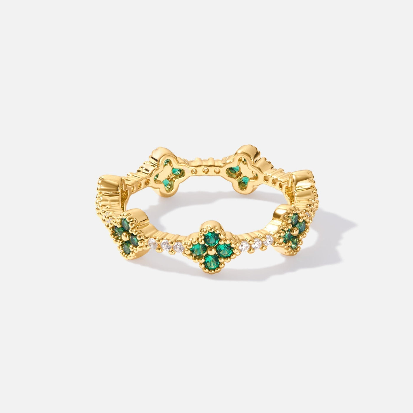 Four-Leaf Clover Crystal Ring of Luck