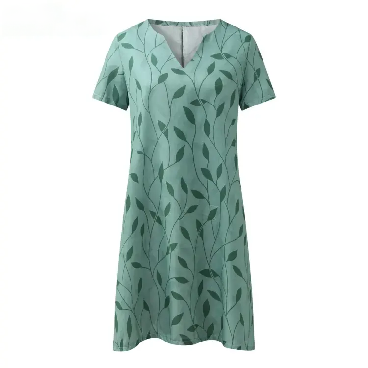 FENELLA – PRINTED V-NECK A-LINE DRESS