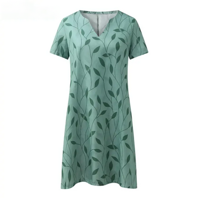 FENELLA – PRINTED V-NECK A-LINE DRESS