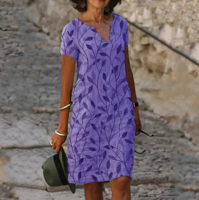 FENELLA – PRINTED V-NECK A-LINE DRESS