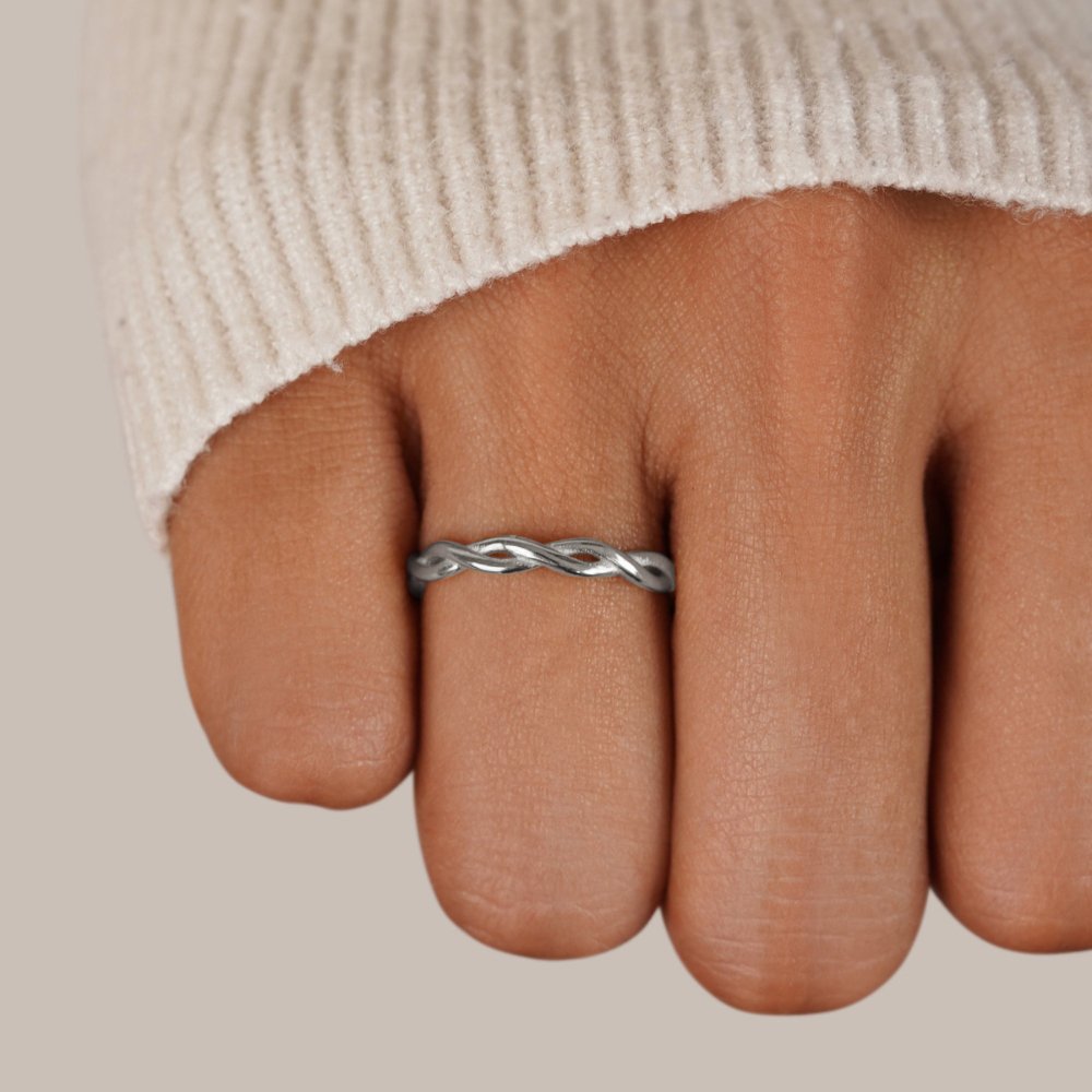 Twisted Infinity Ring in 18K Silver
