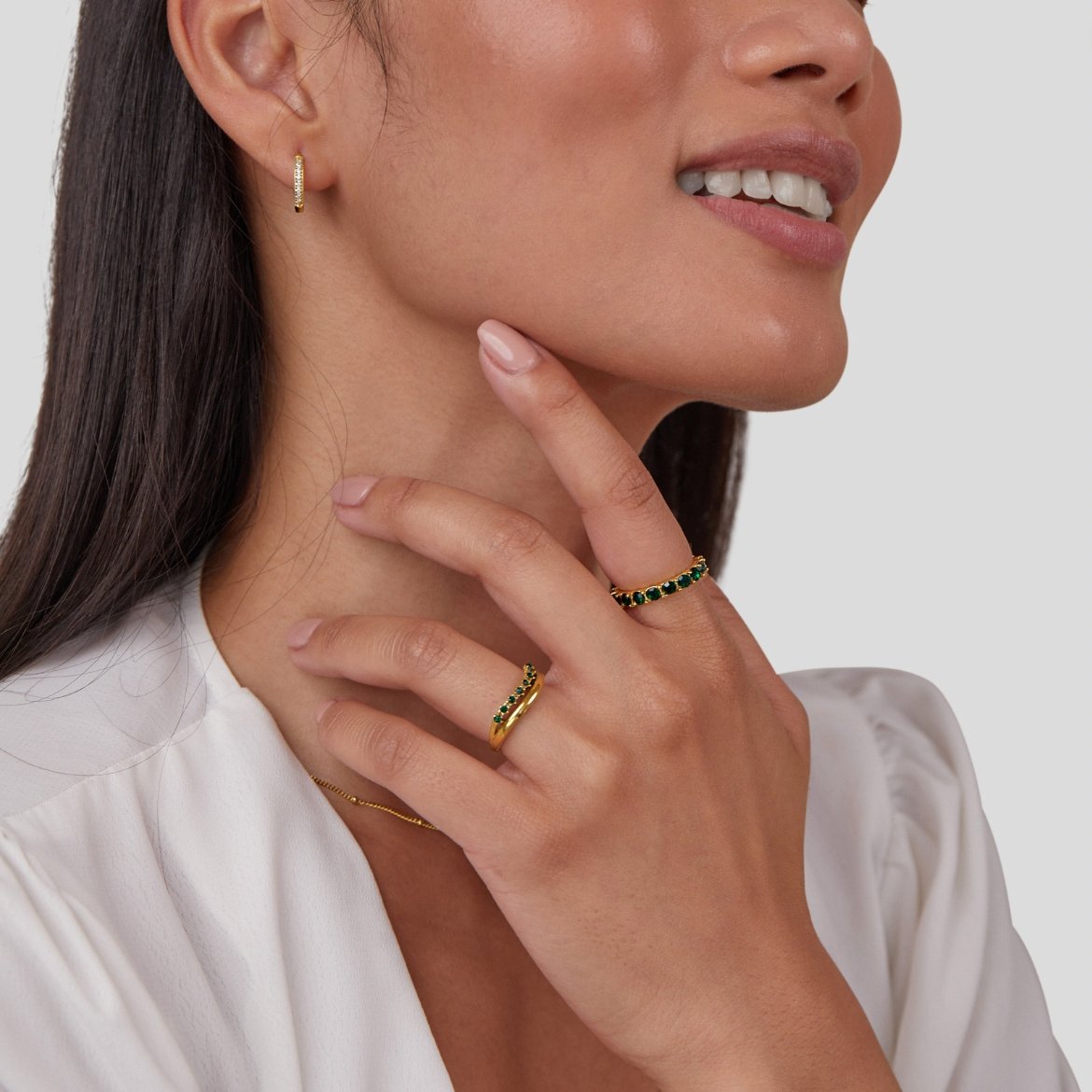 Mary - Layered Ring in Emerald Green