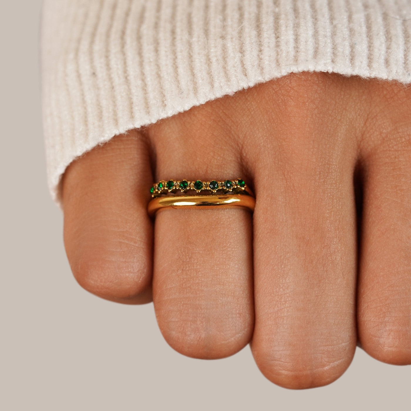 Mary - Layered Ring in Emerald Green