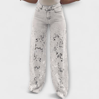Chic Lace Detail Patchwork Jeans